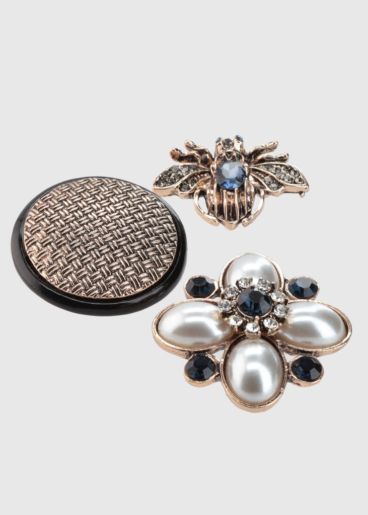 Conjunto de 3 broches panal de abeja