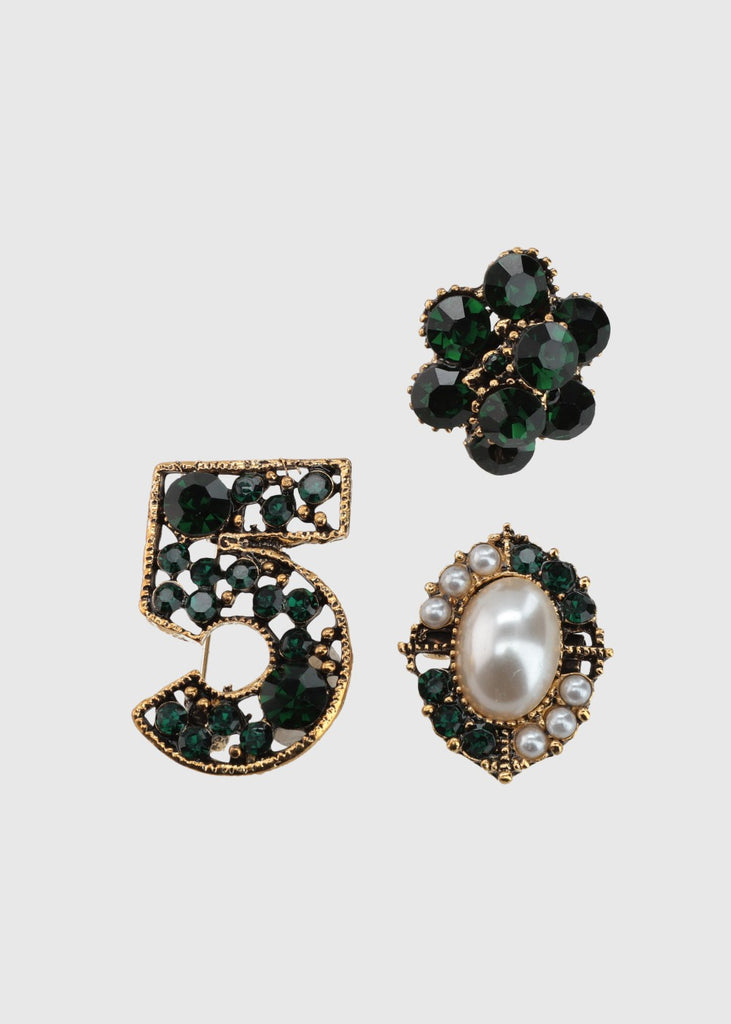 Conjunto de 3 broches Classy negro