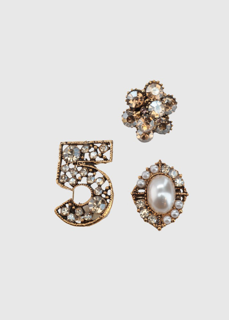 Conjunto de 3 broches classy dorado