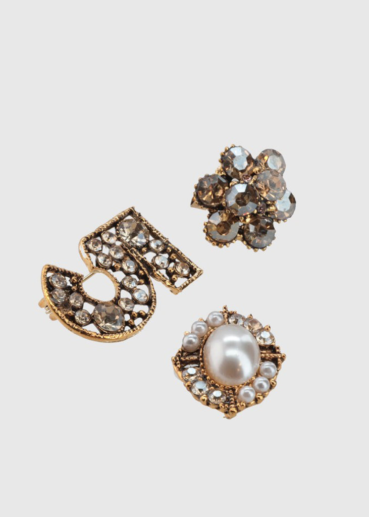 Conjunto de 3 broches classy dorado